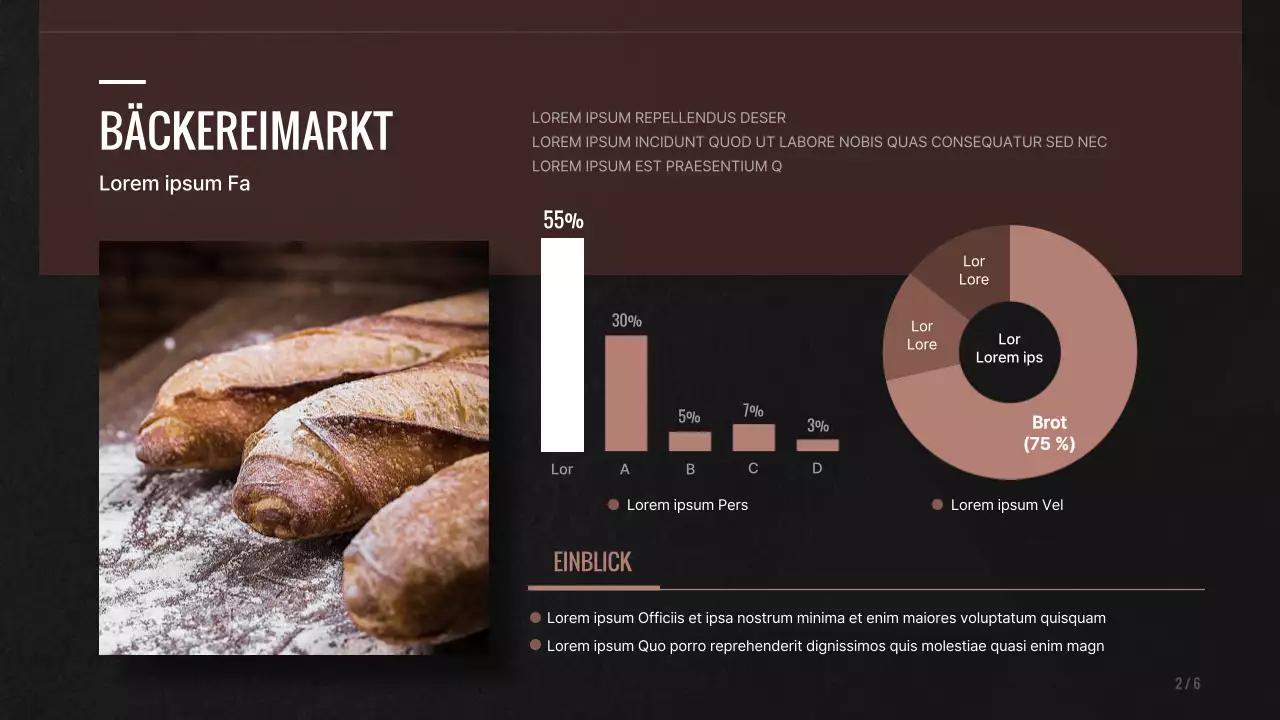 Neuer Menüvorschlag für eine braun-schwarze Bäckerei