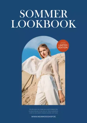 Einfaches und raffiniertes Sommer-Lookbook-Thema mit blauen und braunen Akzenten