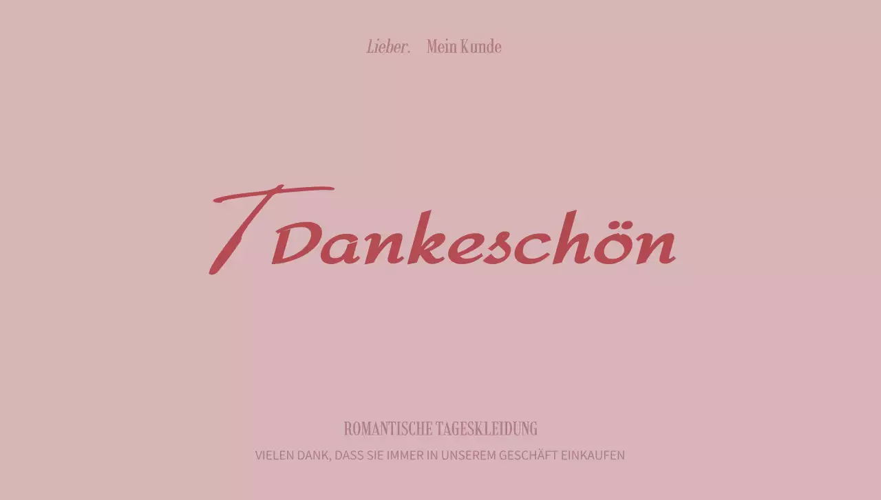 Kunden-Dankeschön-Karte für ein Einkaufszentrum mit rosa, gekritzelter Handschrift