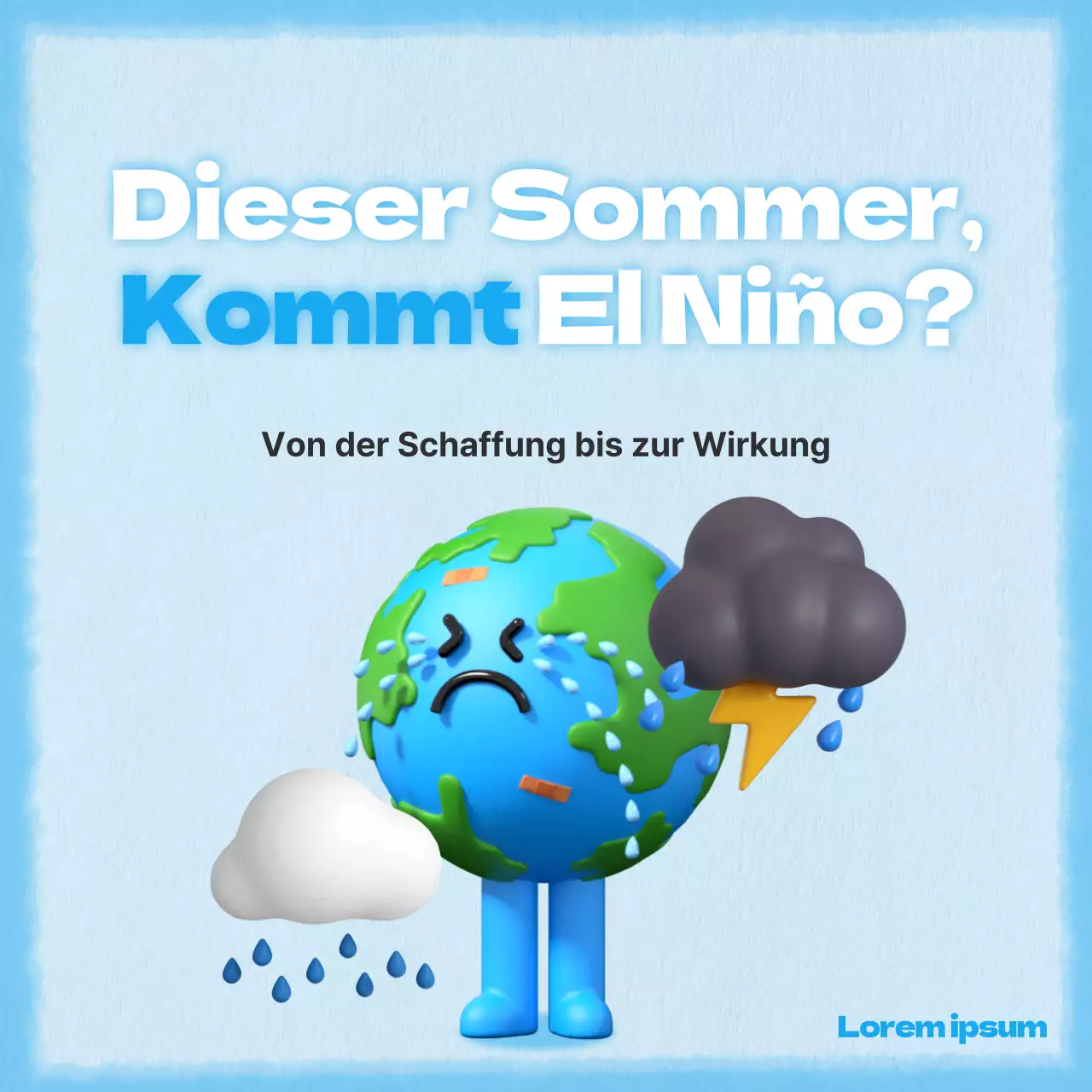 Ein einfaches und niedliches Konzept in Blau für die Klimainformationssäule