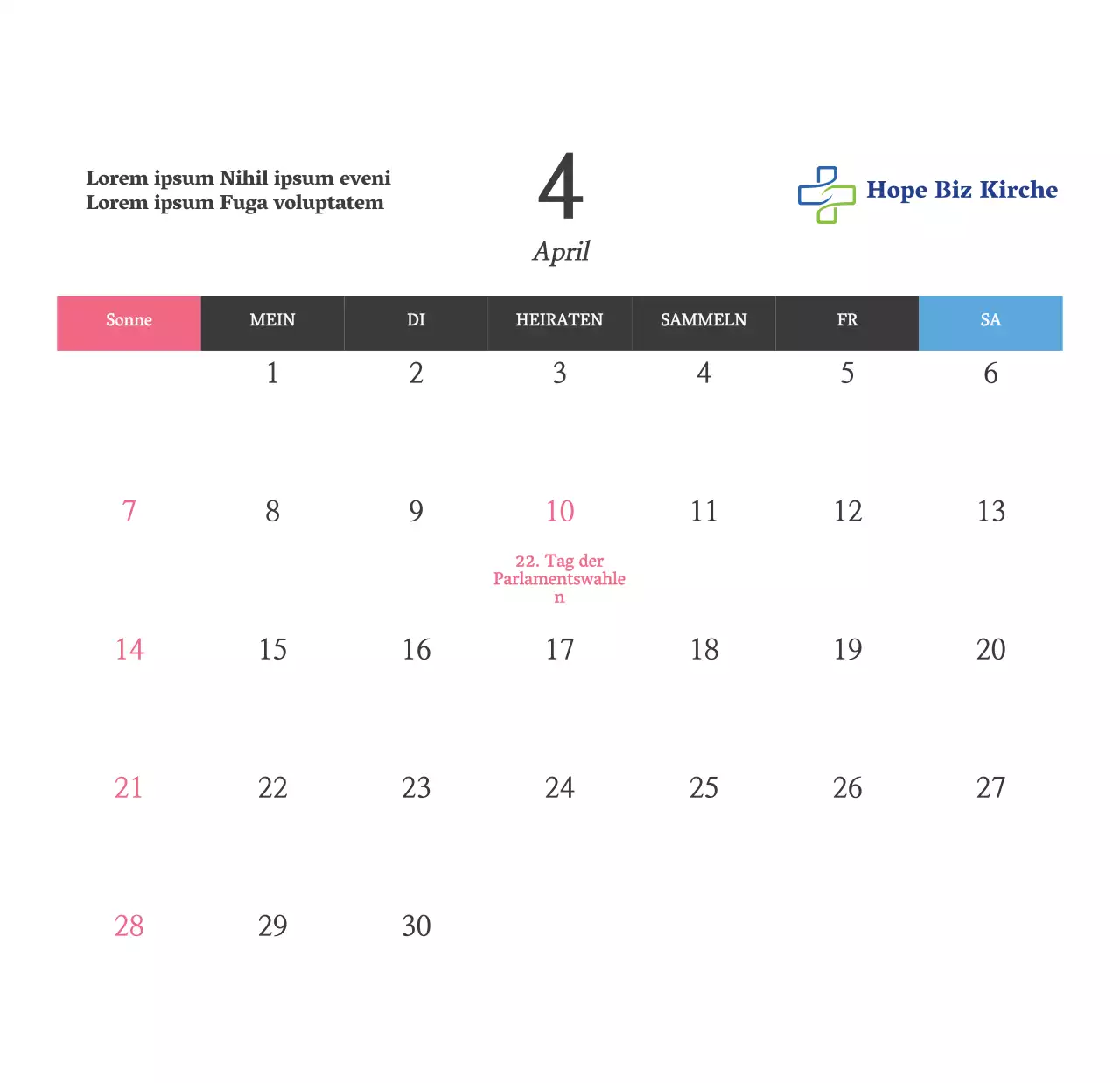 Einfacher Bibelvers-Kirchen-Tischkalender