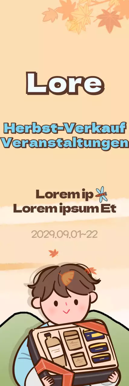 Rabatt auf eine animierte Herbst-Illustration Konzept in orange und hellblau