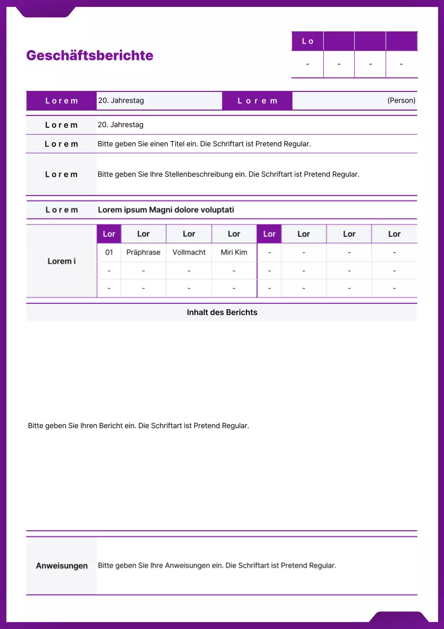 Einfaches Dateikonzept in lila und weiß Arbeitsbericht