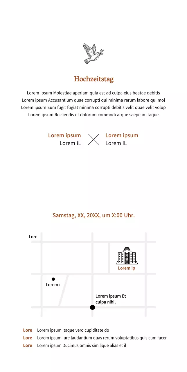 Hochzeitseinladung mit einem niedlichen Brautpaar auf gelbem Hintergrund