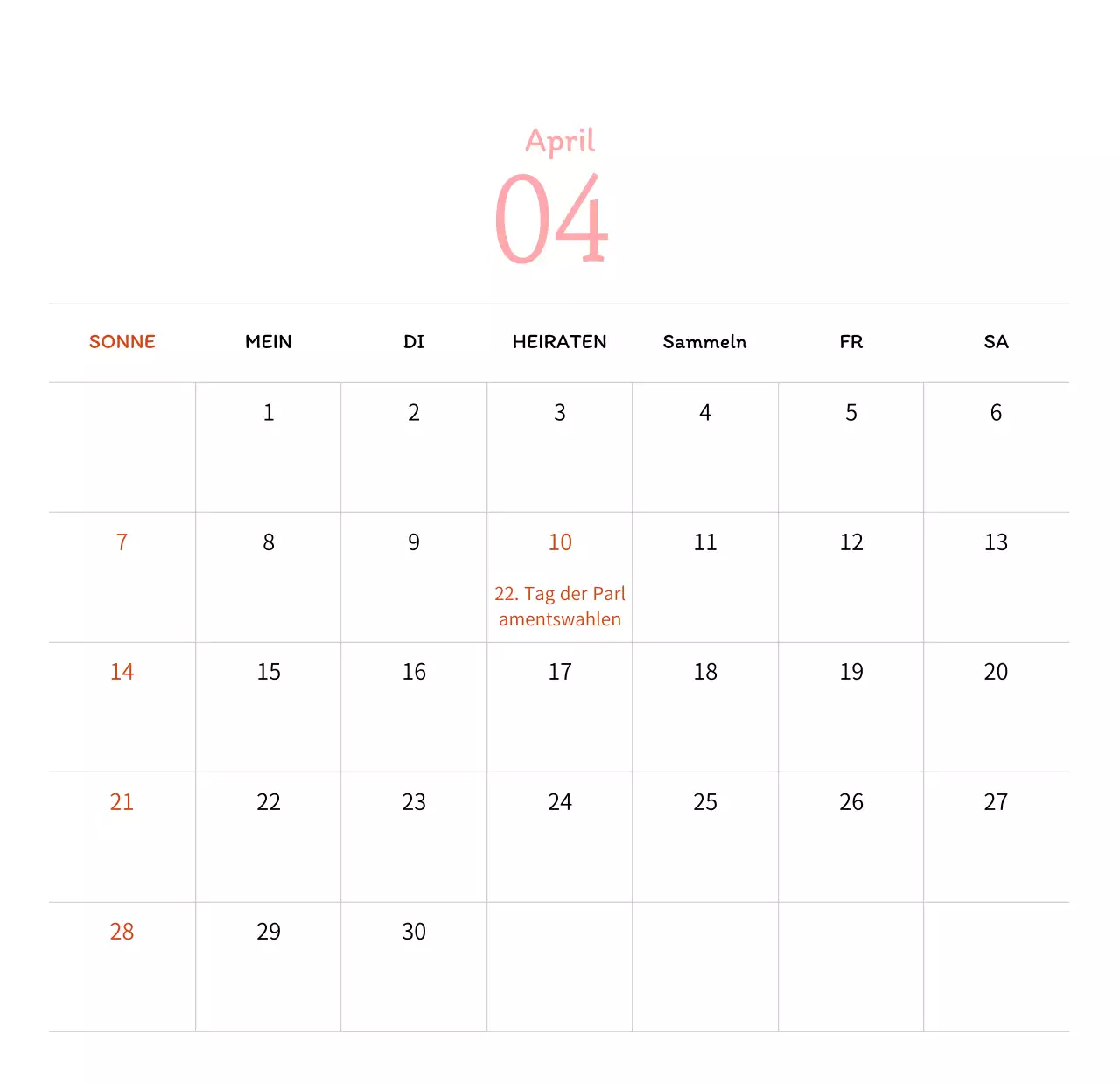 Stempelillustrationen mit einem warmen Konzept