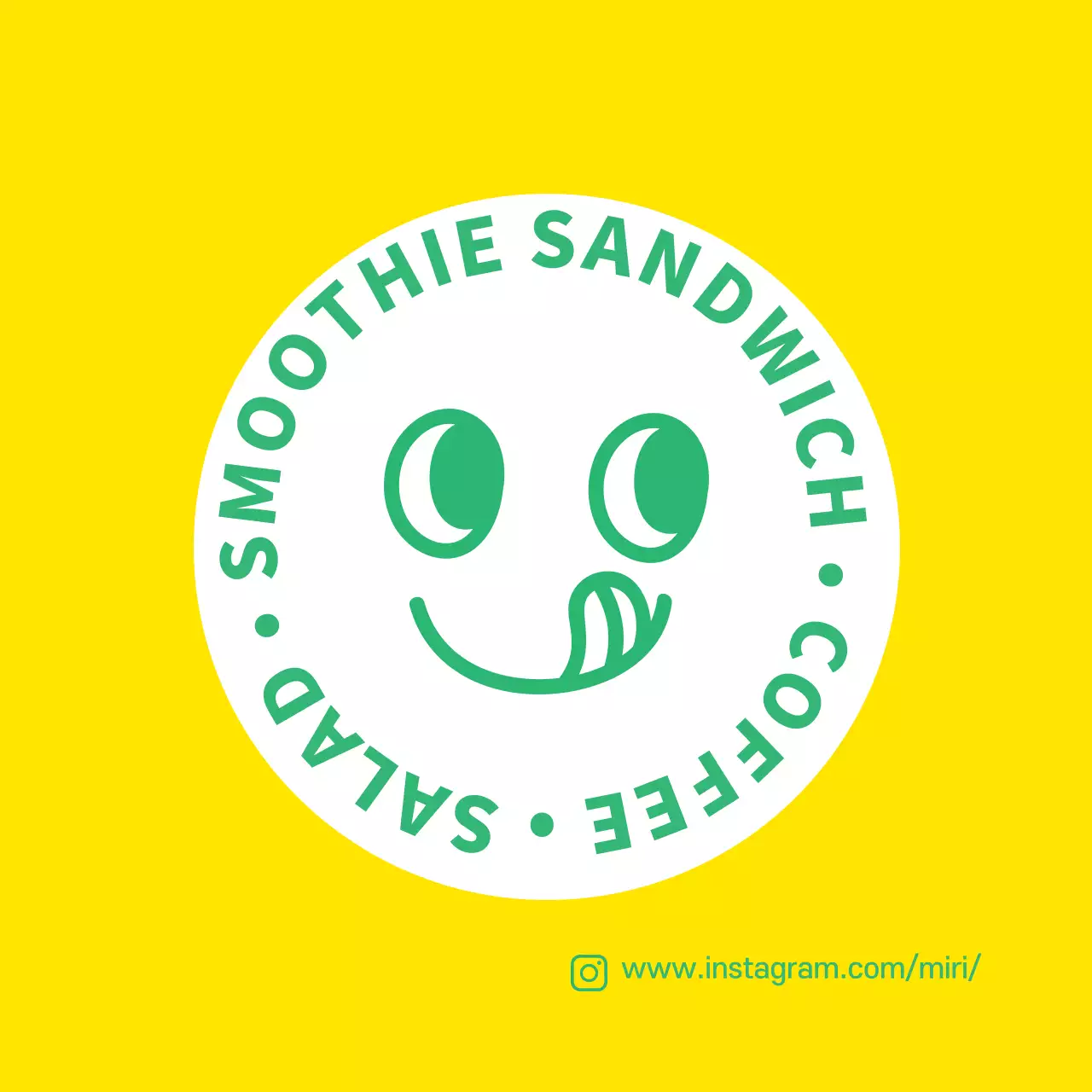 黄緑色のイラストかわいいカフェのプロモーション