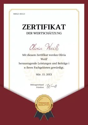 Ein Zertifikat, das sich wie ein edler rot-weißer Umschlag anfühlt