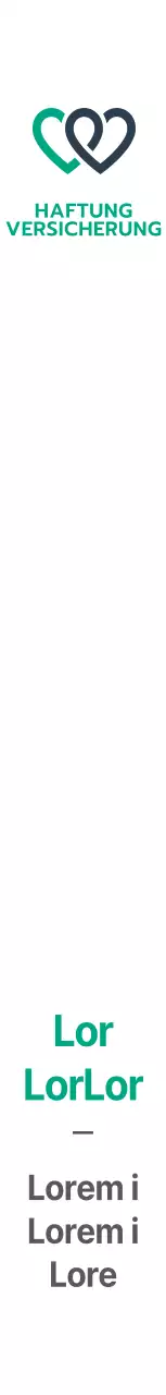 Werbung für ein Versicherungsprodukt mit einem türkisfarbenen und schwarzen Logo und Text für die Schaden- und Unfallversicherung.