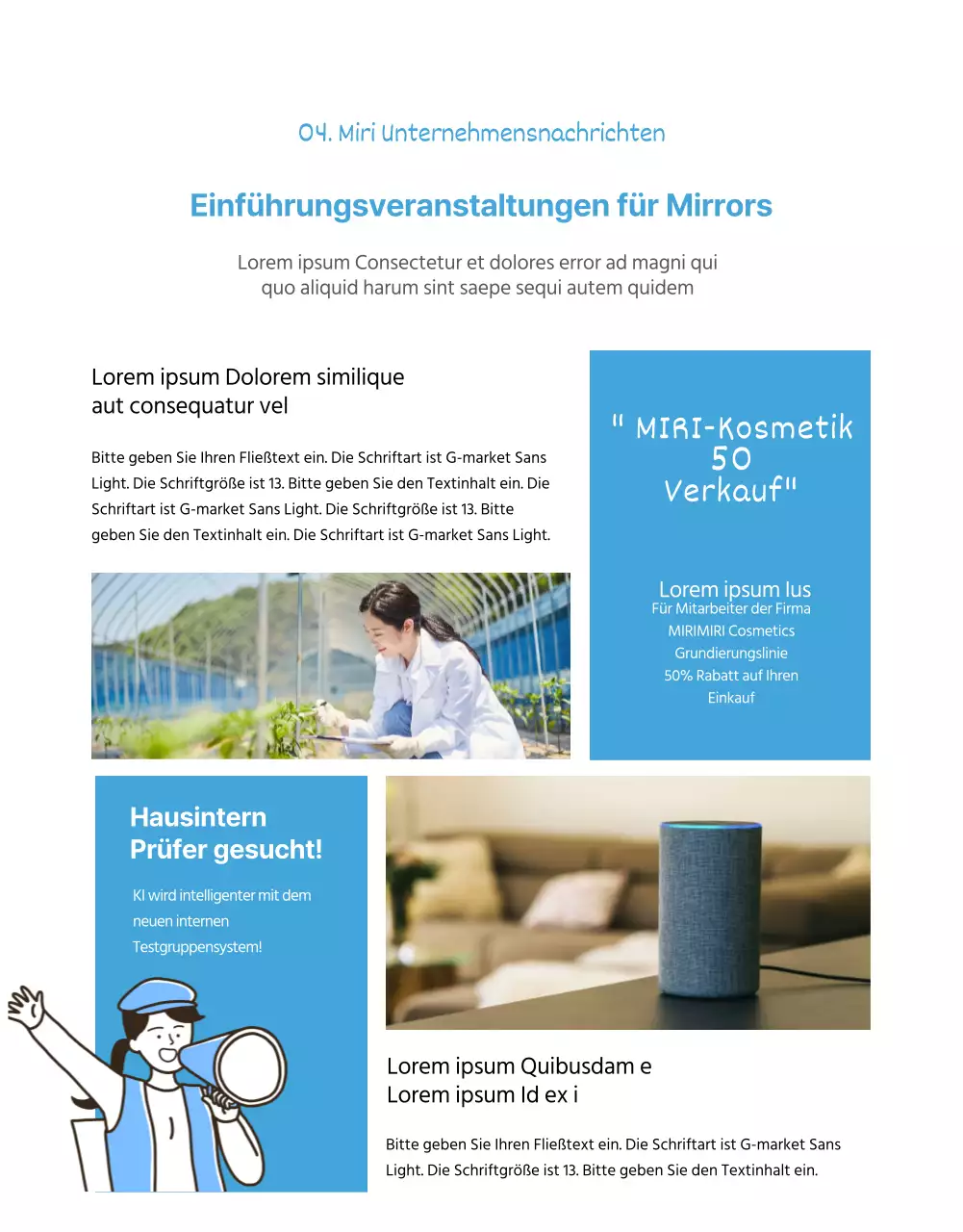 Blaue saubere Unternehmenskultur Newsletter