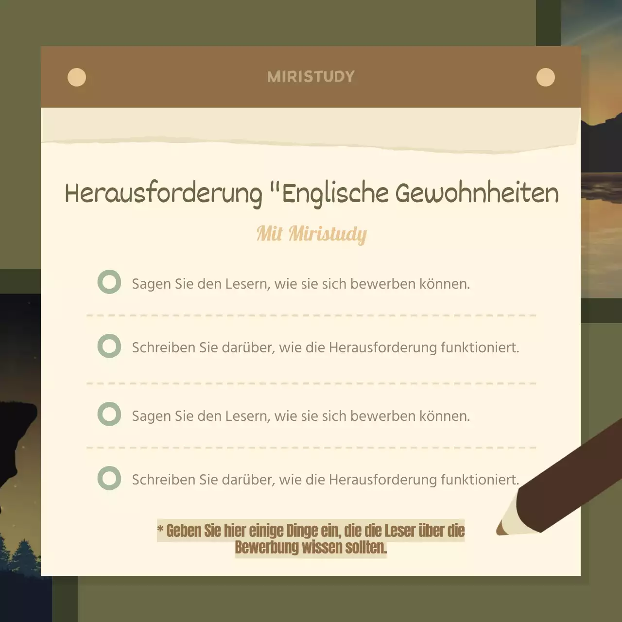 New Year's English Habits Challenge in Braun und Grün