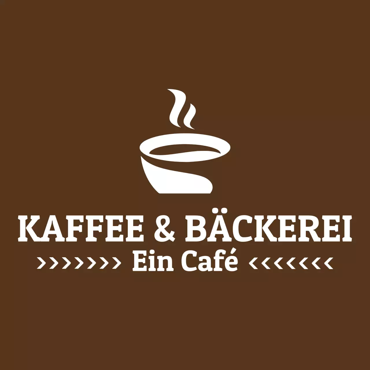 Entwerfen Sie eine Schürze mit Logo, auf der der Name Ihres Cafés in Braun mit einer Kaffeetassenillustration abgebildet ist.