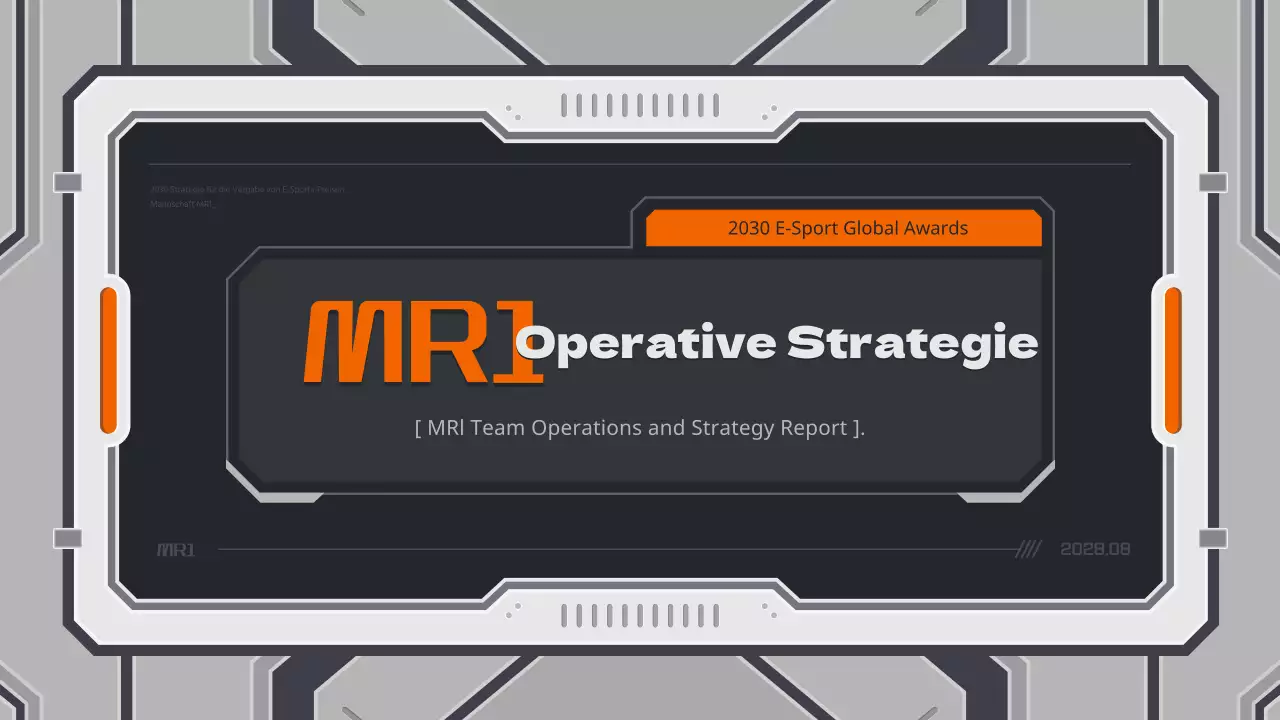 Spielstrategiebericht mit einem mechanischen Konzept in neutralen Farben und Orange.