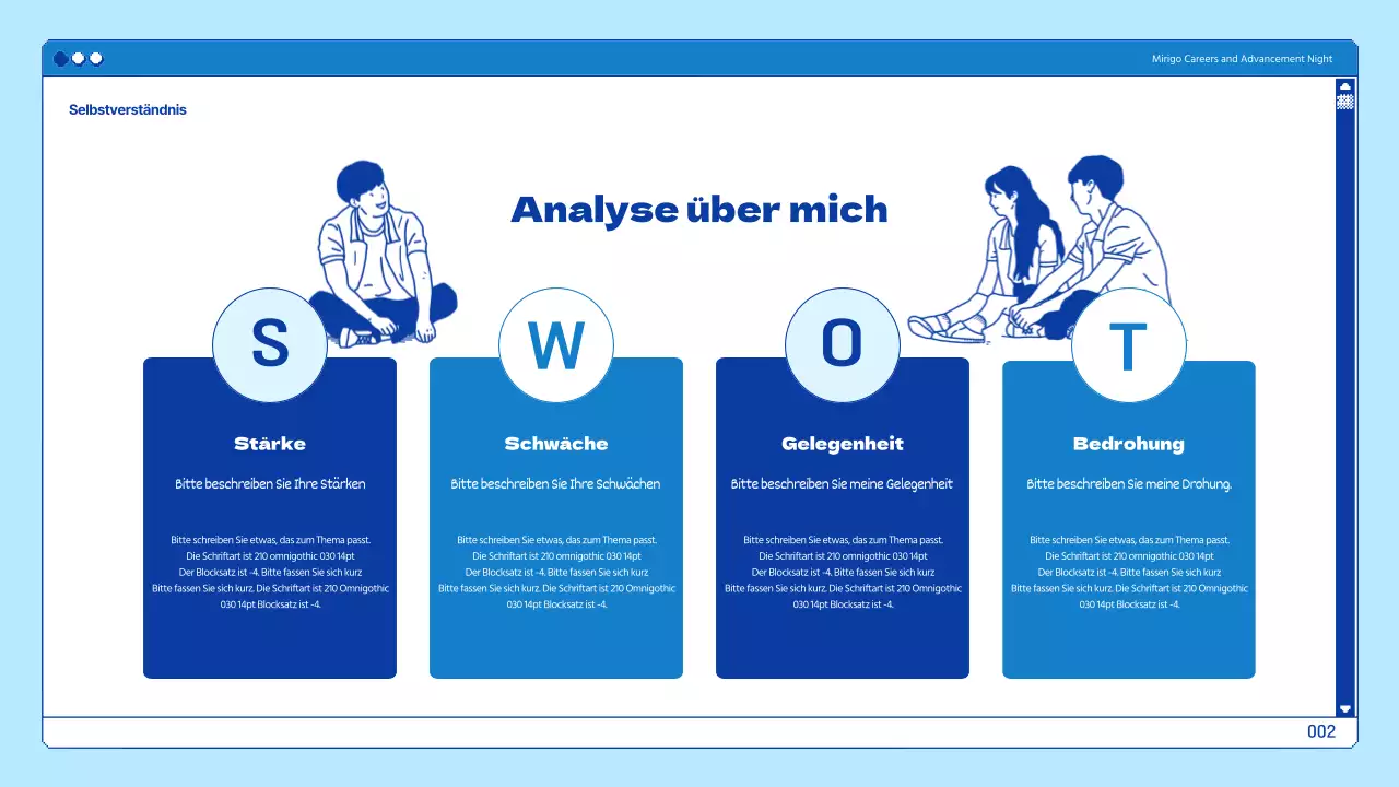 Universitätspräsentationen in einem blauen Browserthema