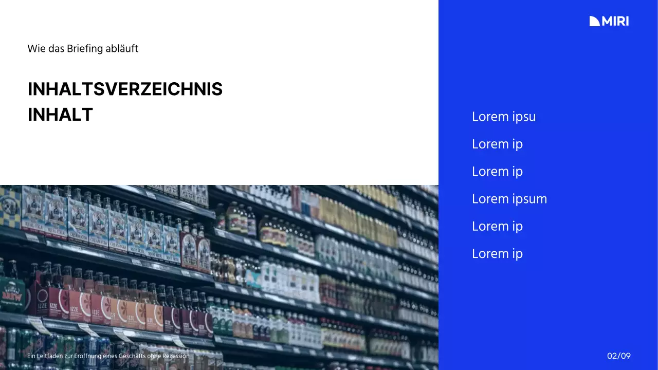 Ein Leitfaden für die Einrichtung eines Einkaufszentrums mit weißem, blauem und schwarzem Farbschema und Rasteranordnung