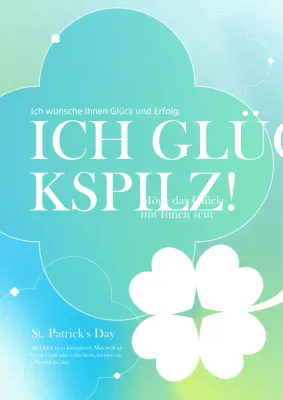 Einfaches vierblättriges Kleeblatt-Kunstwerk in Mintgrün