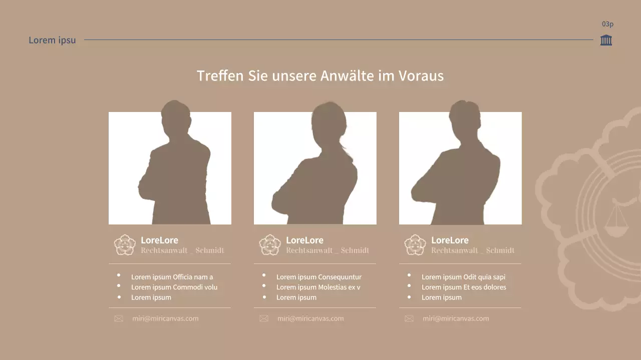 Angebot einer sauberen Anwaltskanzlei in Blau und Beige (PPT)