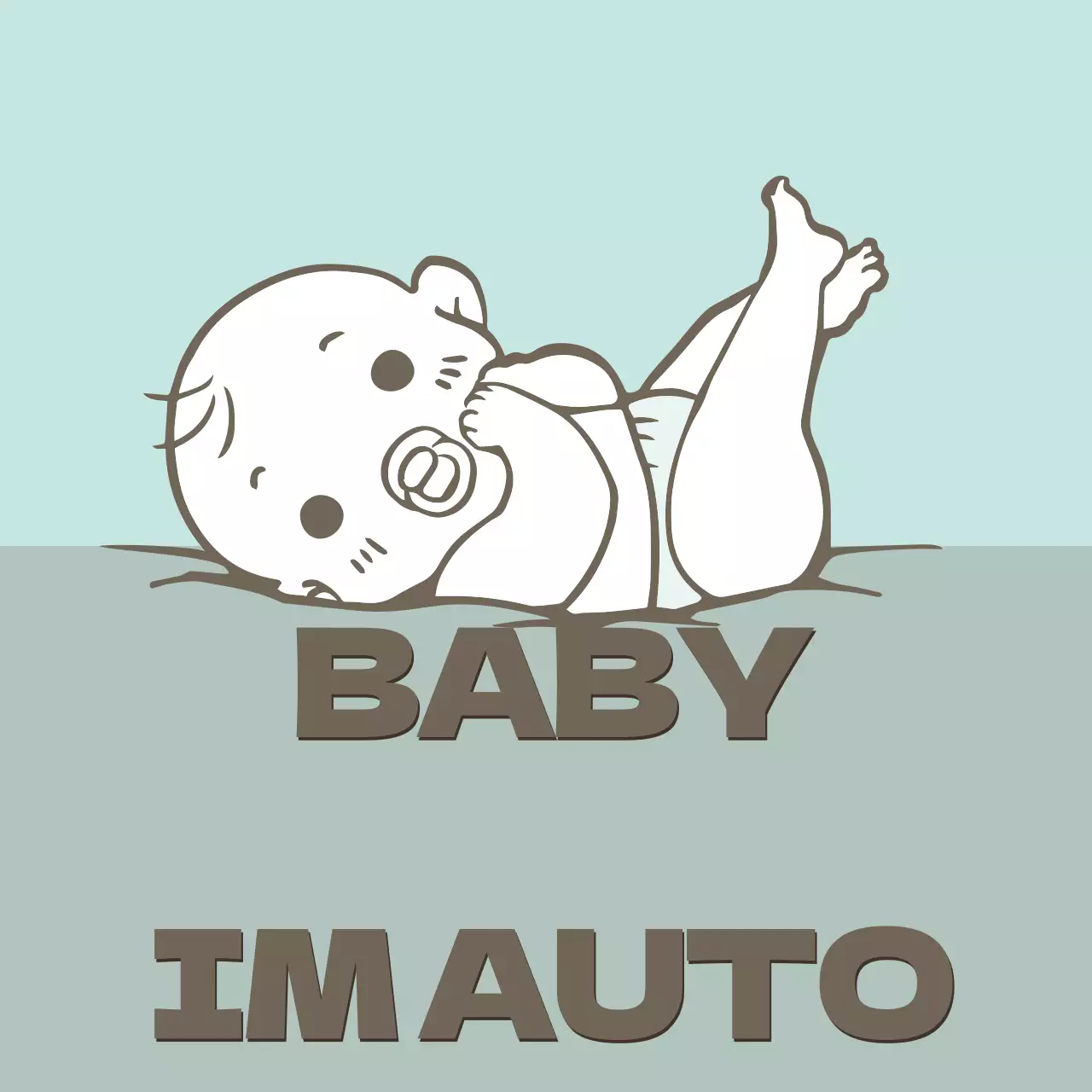 Mint Baby Illustration mit einem Kind an Bord