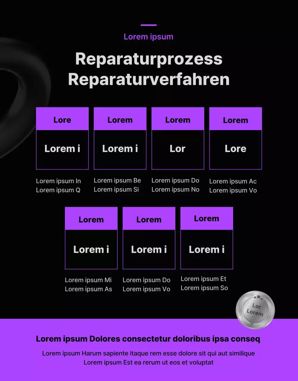 Werbung für Elektronikreparaturen mit lila Punkten (mehr)