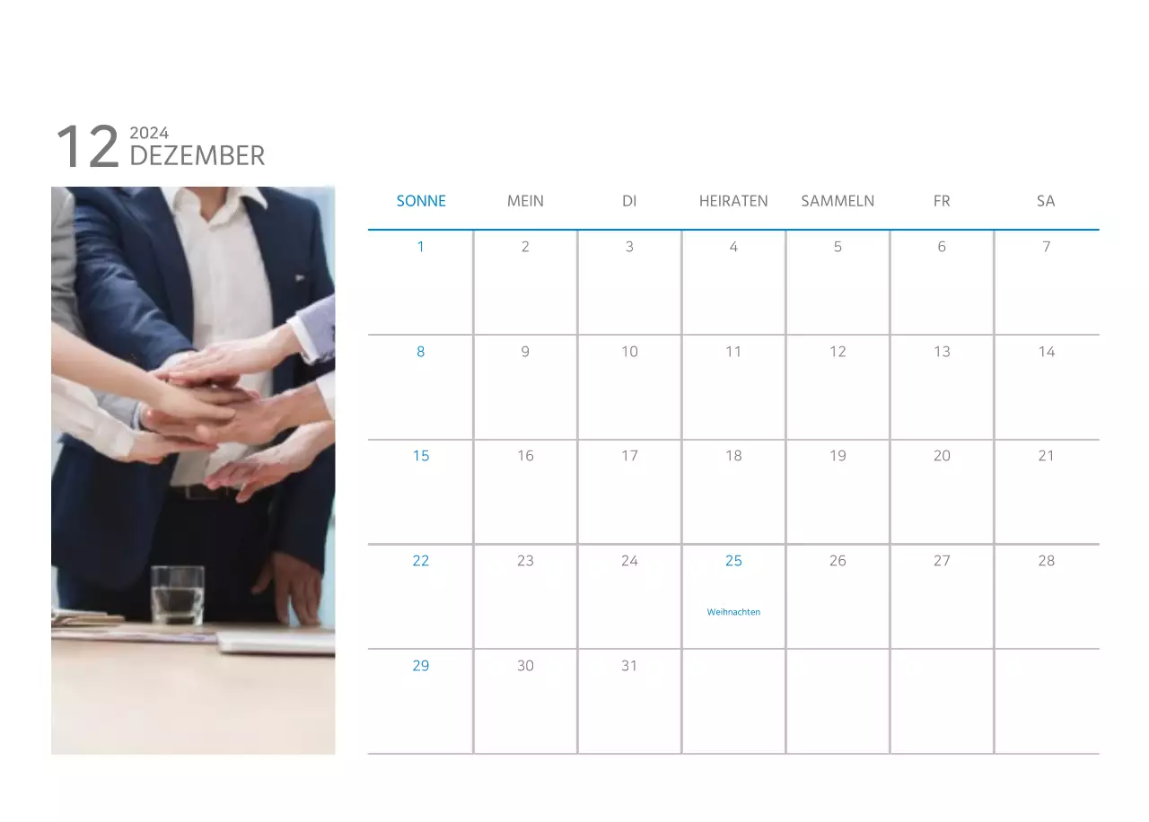 Weißer und einfacher Tischkalender für Unternehmen