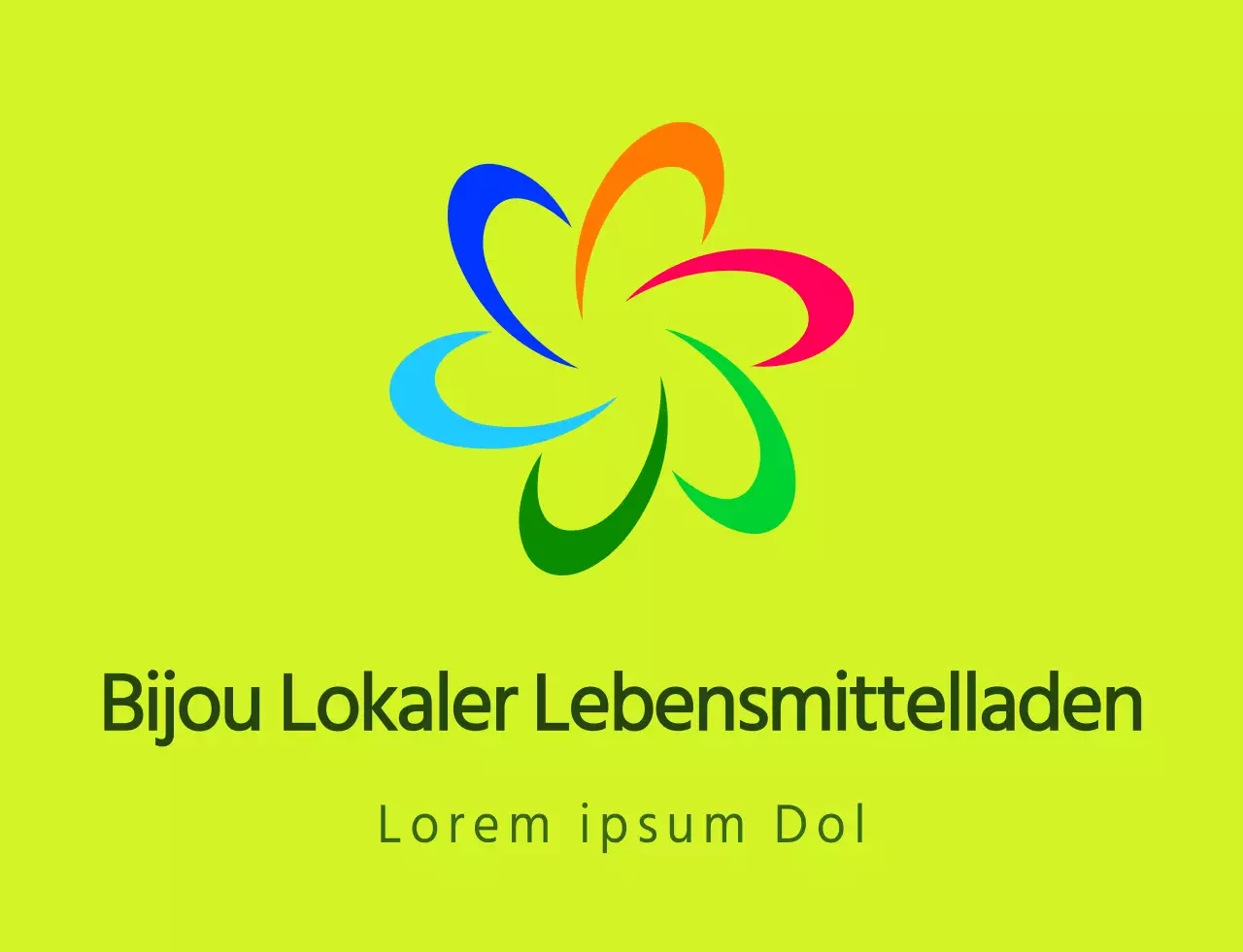 Modernes Symbol-Logo und Text-Logo in Kombination mit Chartreuse und farbenfrohem Farbschema für Mitarbeiter eines lokalen Lebensmittelgeschäfts
