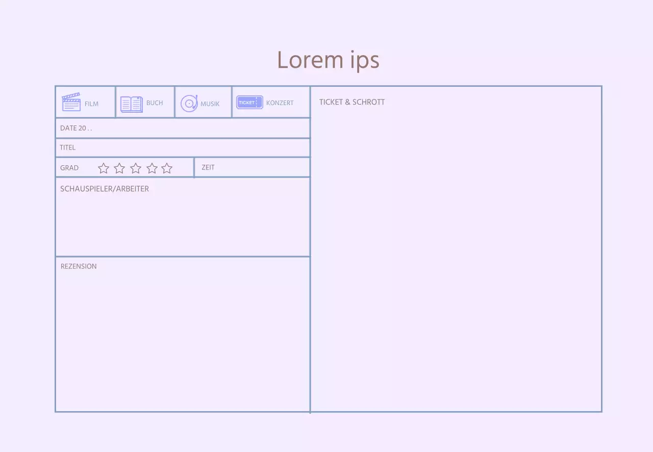 Lila Symbol Einfaches Bewertungstagebuch