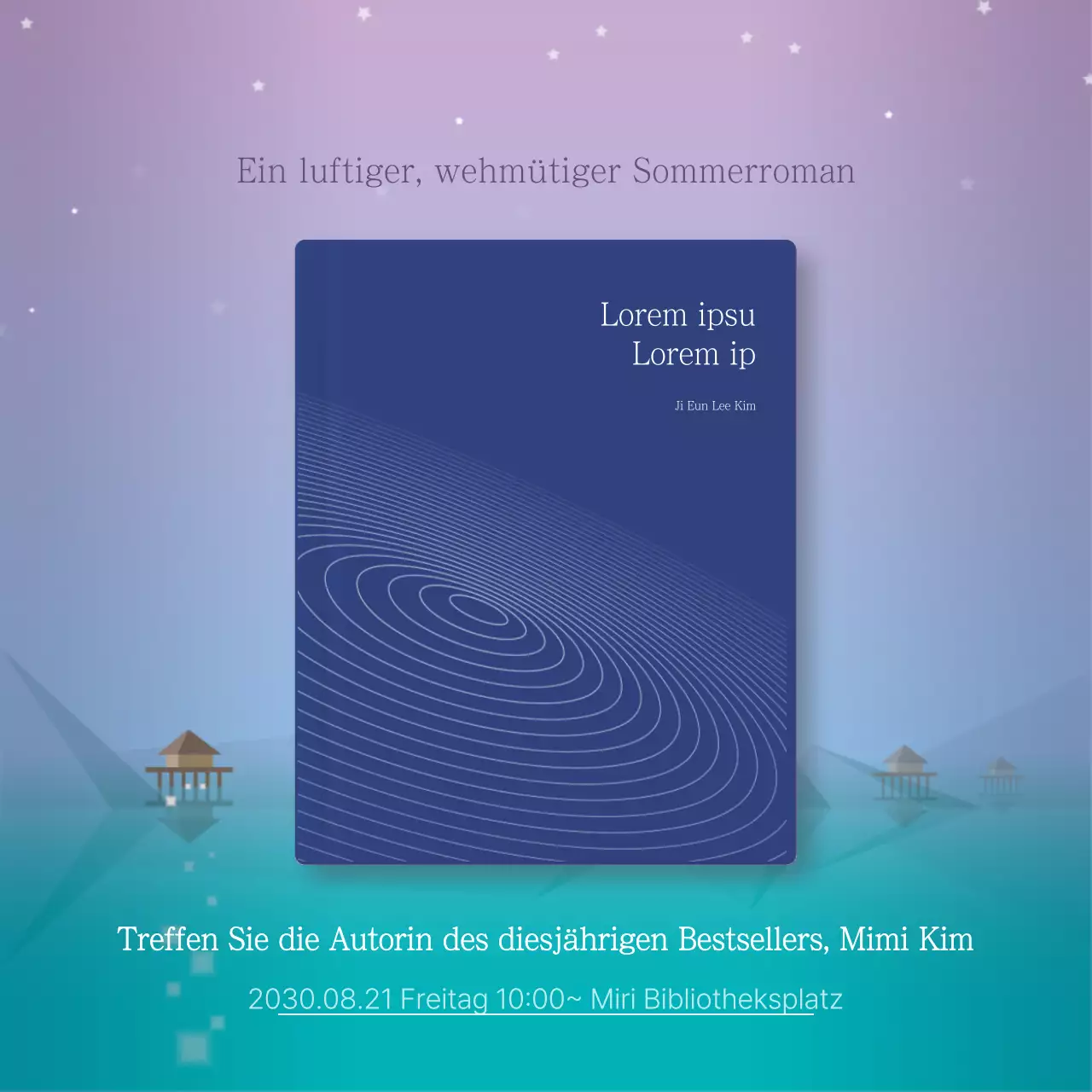 Booktalk-Inhalte in lila, beruhigenden Illustrationen