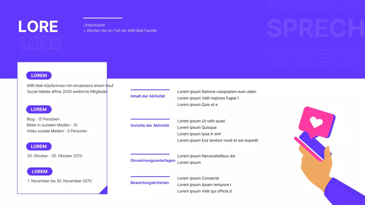 Eventplaner für den schwarzen Freitag im Einkaufszentrum in Schwarz und Lila
