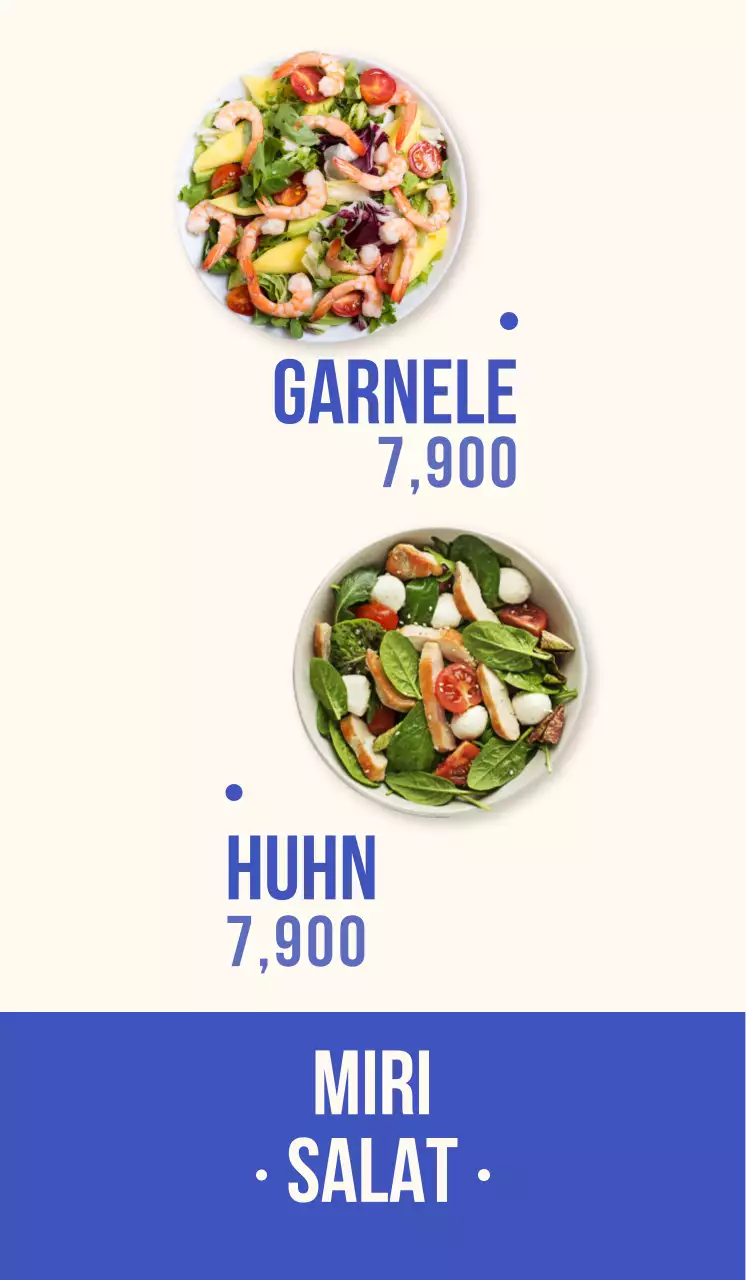 Werbung für ein Salatrestaurant mit einem emotionalen Stil in Blau