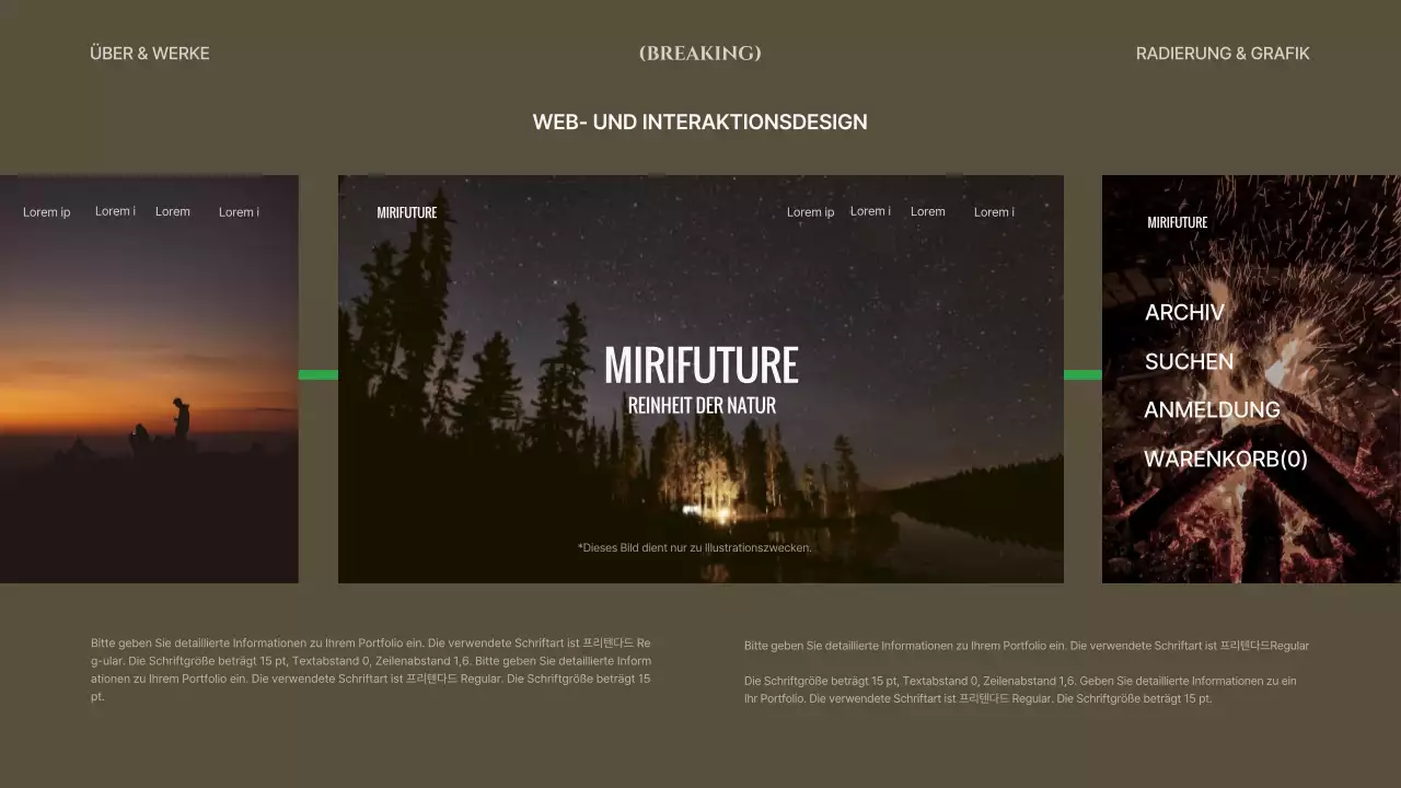 Graue und khakifarbene Linien und Formen Konzeptdesignmappe