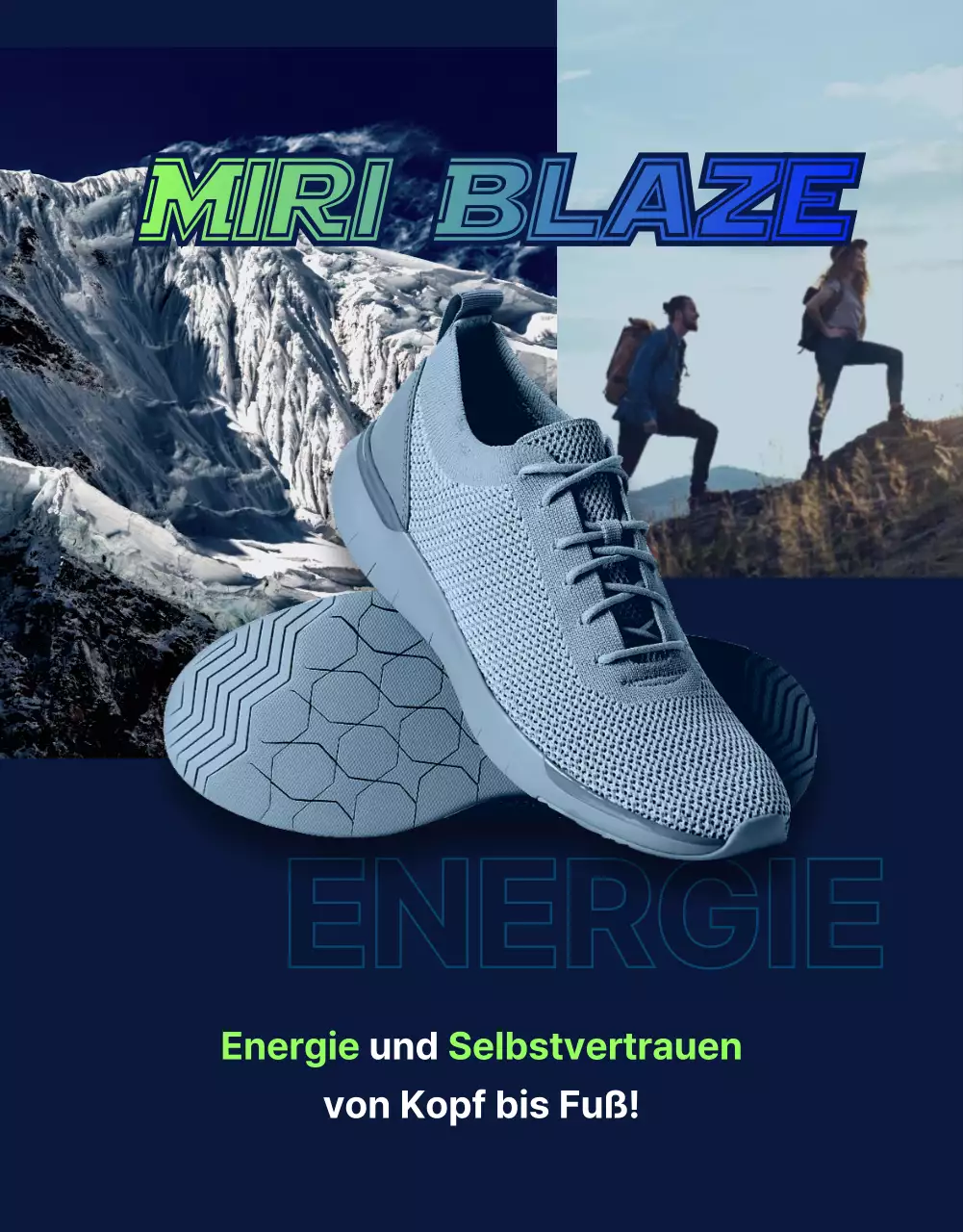 Sportliche und robuste Outdoor-Sneaker in Marine- und Fluoreszenzfarben