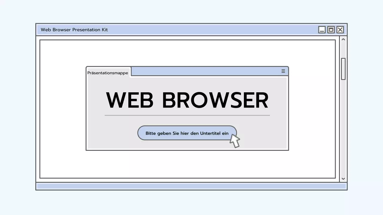 Präsentationsmappe mit einem hellblauen Browserkonzept