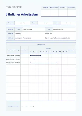 Ein sauberer Jahresplan in Hellblau und Marineblau