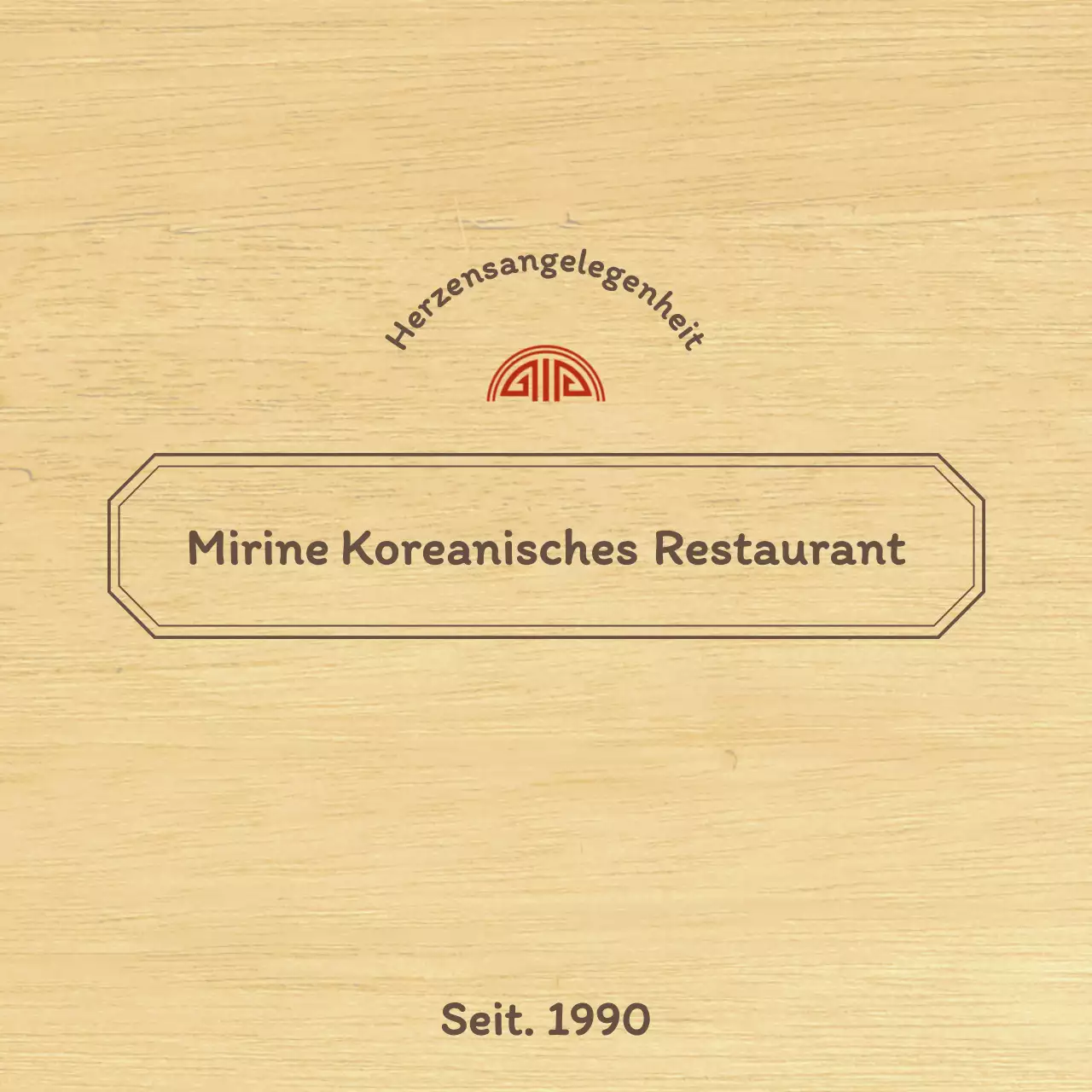 Koreanisches Restaurantdesign mit einer klaren konzeptionellen Umrandung in Braun und Rot