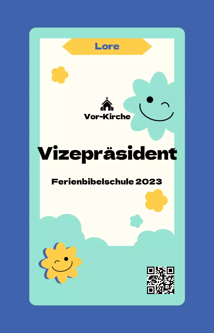 Niedlich und fröhlich illustrierte Sommerbibelschule in kühlem Blau