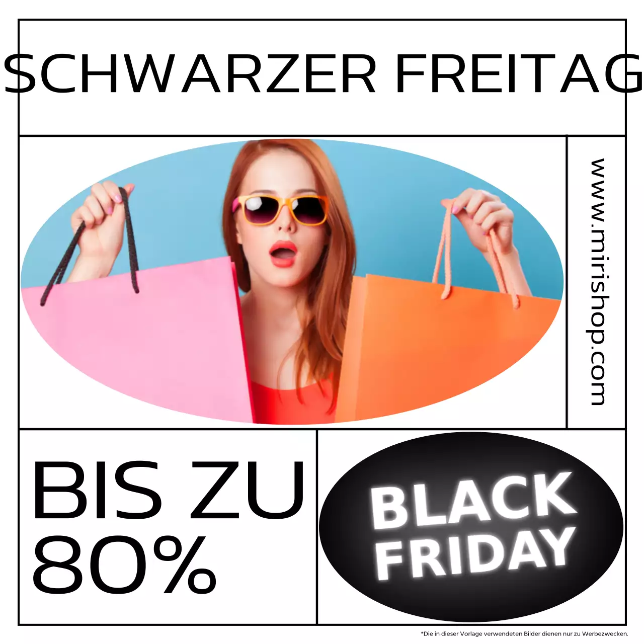 Black Friday mit dem Line Frame Konzept in Schwarz-Weiß-Tönen