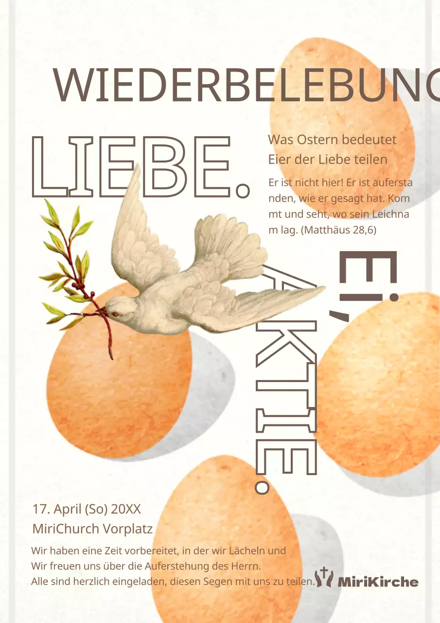 Ankündigung einer Ostereiersuche in Beige