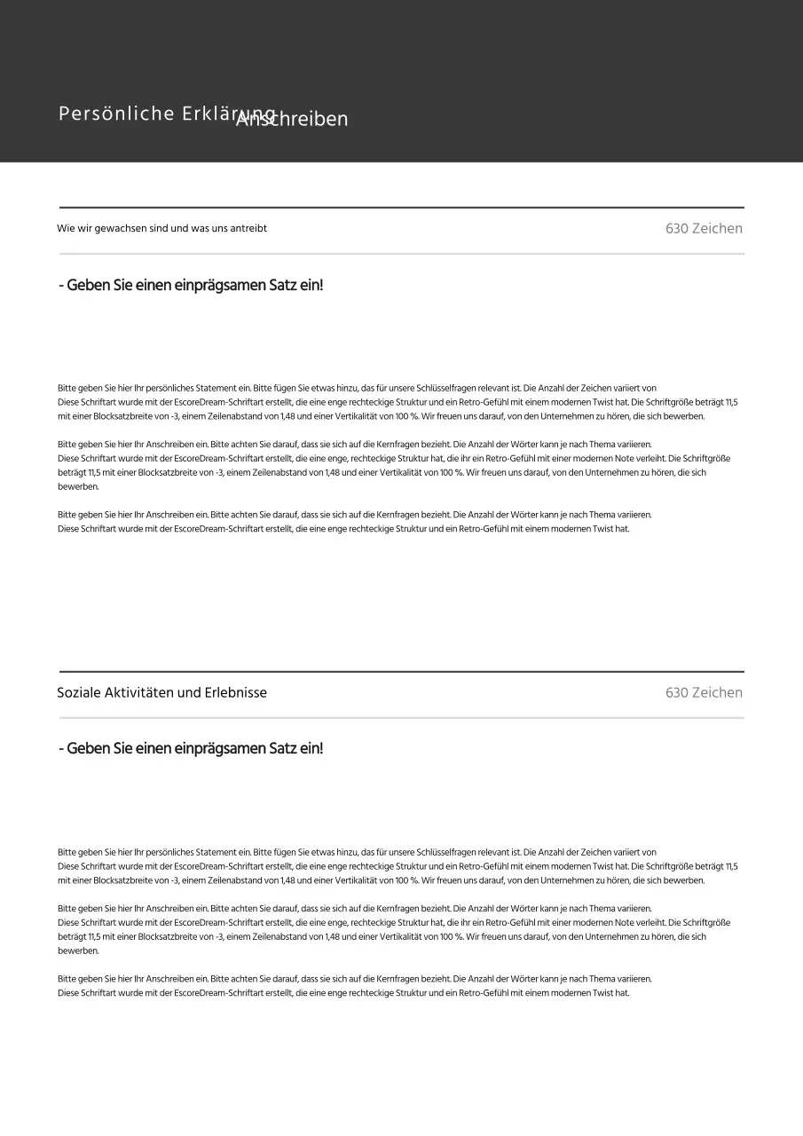 Ein graues und einfaches Formular für ein Anschreiben