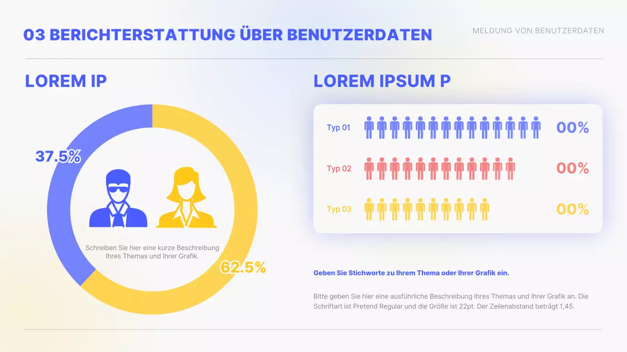 Gelber und blauer Farbverlauf Einfache Diagramme und Infografiken Konzeptioneller Leistungsbericht