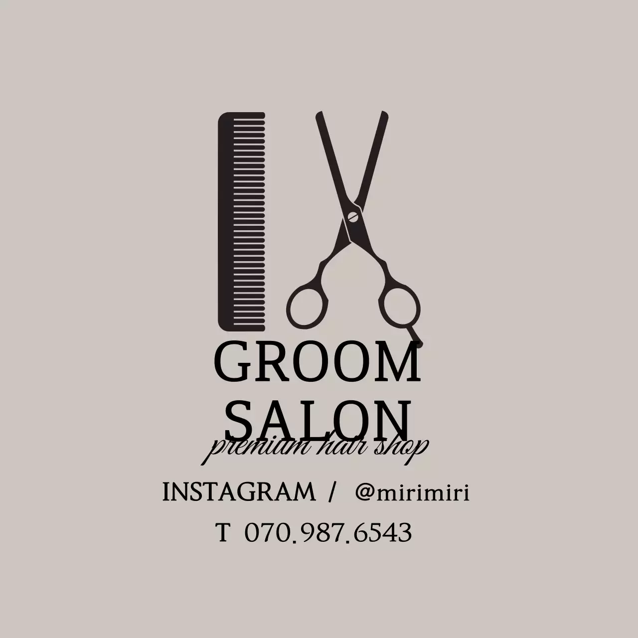 Ilustrasi hitam krem promosi kecantikan salon rambut