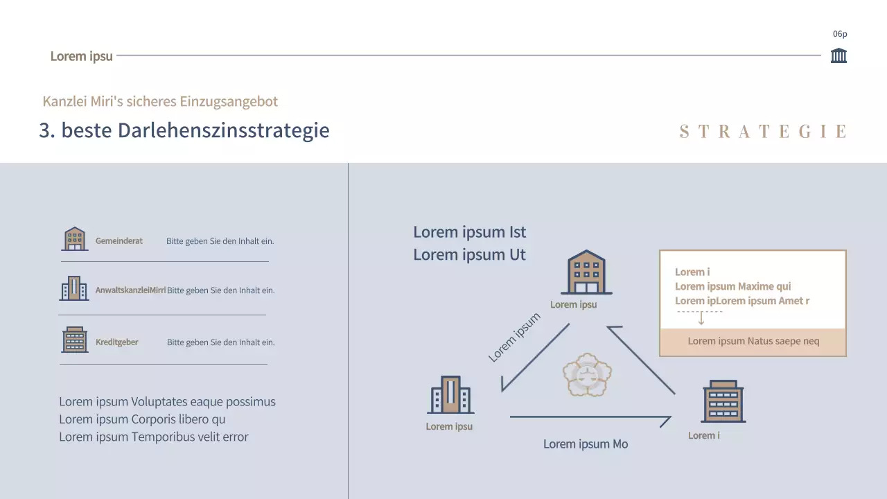Angebot einer sauberen Anwaltskanzlei in Blau und Beige (PPT)