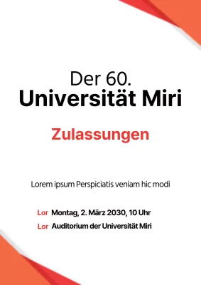 Ankündigung und Werbung für die Begrüßung neuer Studenten mit blauen und roten Fotos vom Universitätsgelände