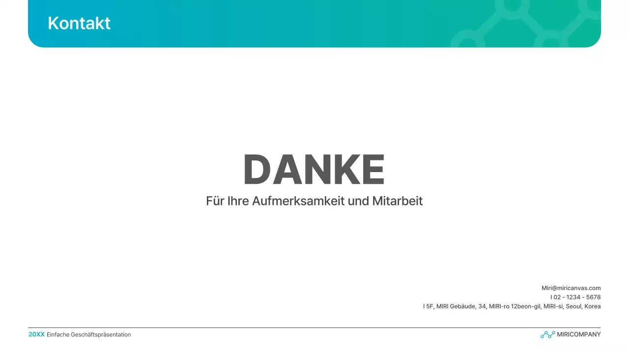 Einfache Geschäftspräsentation mit Farbverlauf in Hellblau und Grün