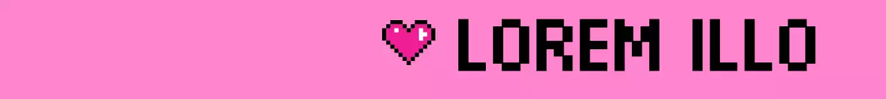 Pixelkonzept, das das englische Logo in Rosa und Schwarz hervorhebt