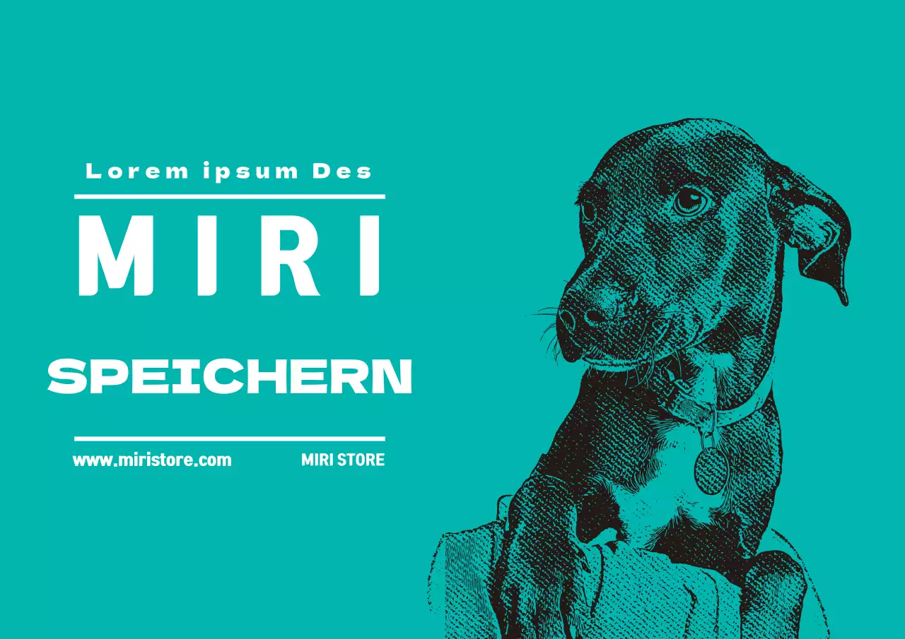 Türkisfarbenes illustriertes Etikett der Tierhandlung