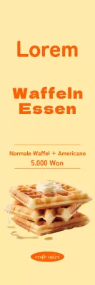 Werben Sie für ein sauberes Waffelmenü mit orangefarbenen Akzenten auf gelbem Hintergrund