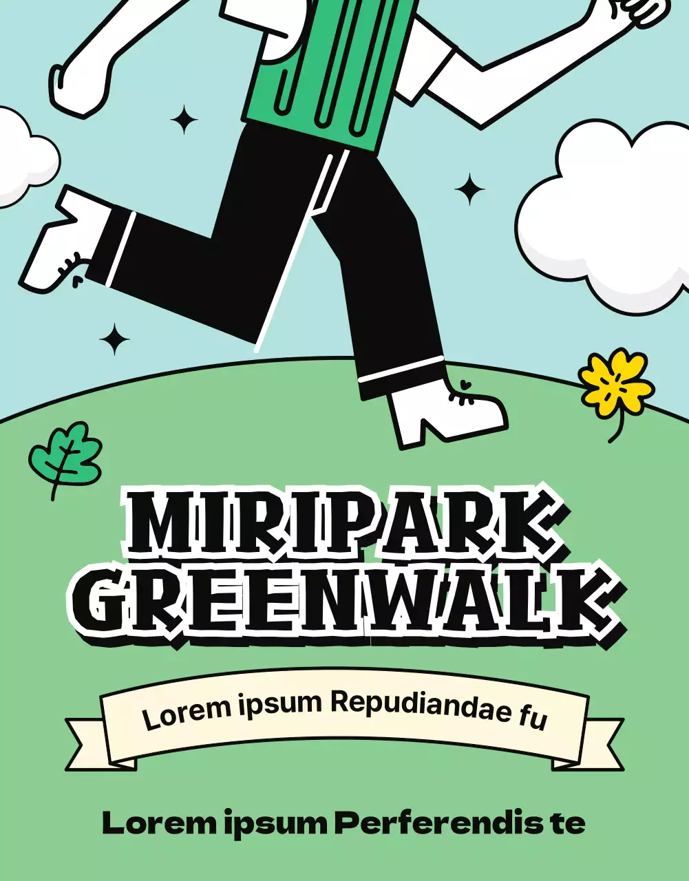 Grüner und gelber Spaziergang im Park Stellenausschreibung