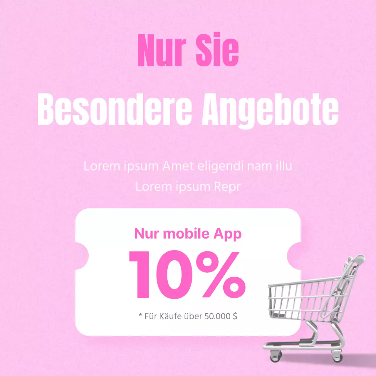 Werben Sie für Rabatte mit einem einfachen rosa Coupon