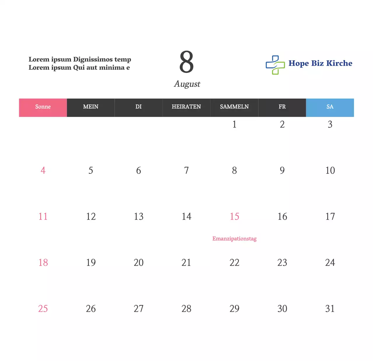 Einfacher Bibelvers-Kirchen-Tischkalender