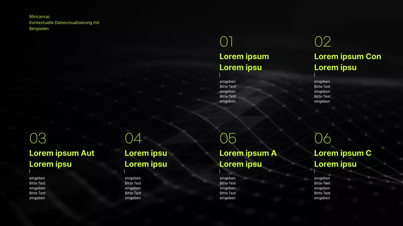 Infografische Geschäftspräsentation mit schwarzem und chartreusfarbenem Farbverlauf