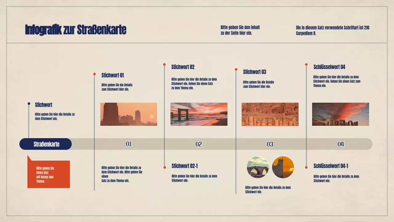 Fahrplan für ein orange-marineblaues Fotokonzept